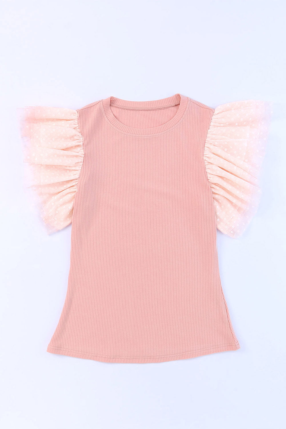Blush Dotty Mesh Sleeve Top