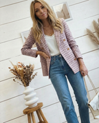 Madeline Tweed Plaid Blazer