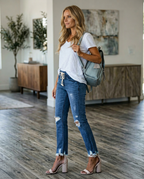Harper Drawstring Distressed Jeans